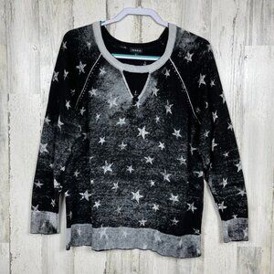 Torrid star print sweater choker neck distressed fade black white 2X plus size